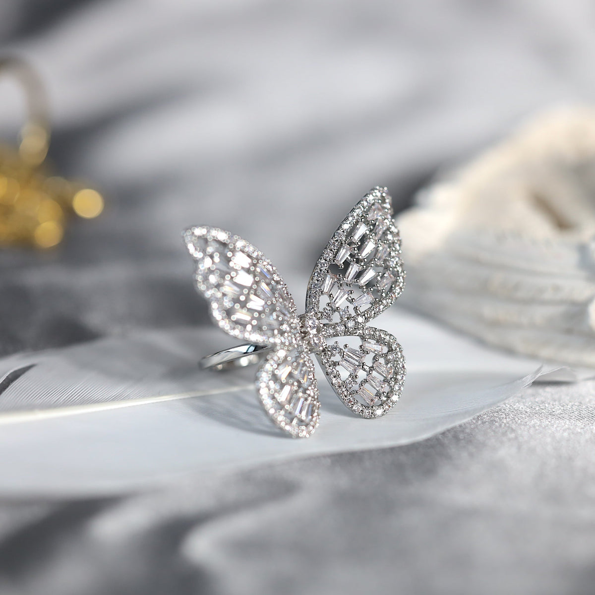 Silver Oversized Butterfly Ring