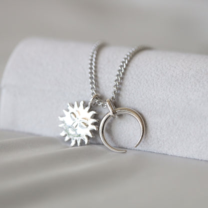 Silver Sun & Moon Necklace