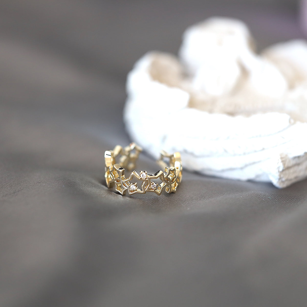 Wide Star Band Ring