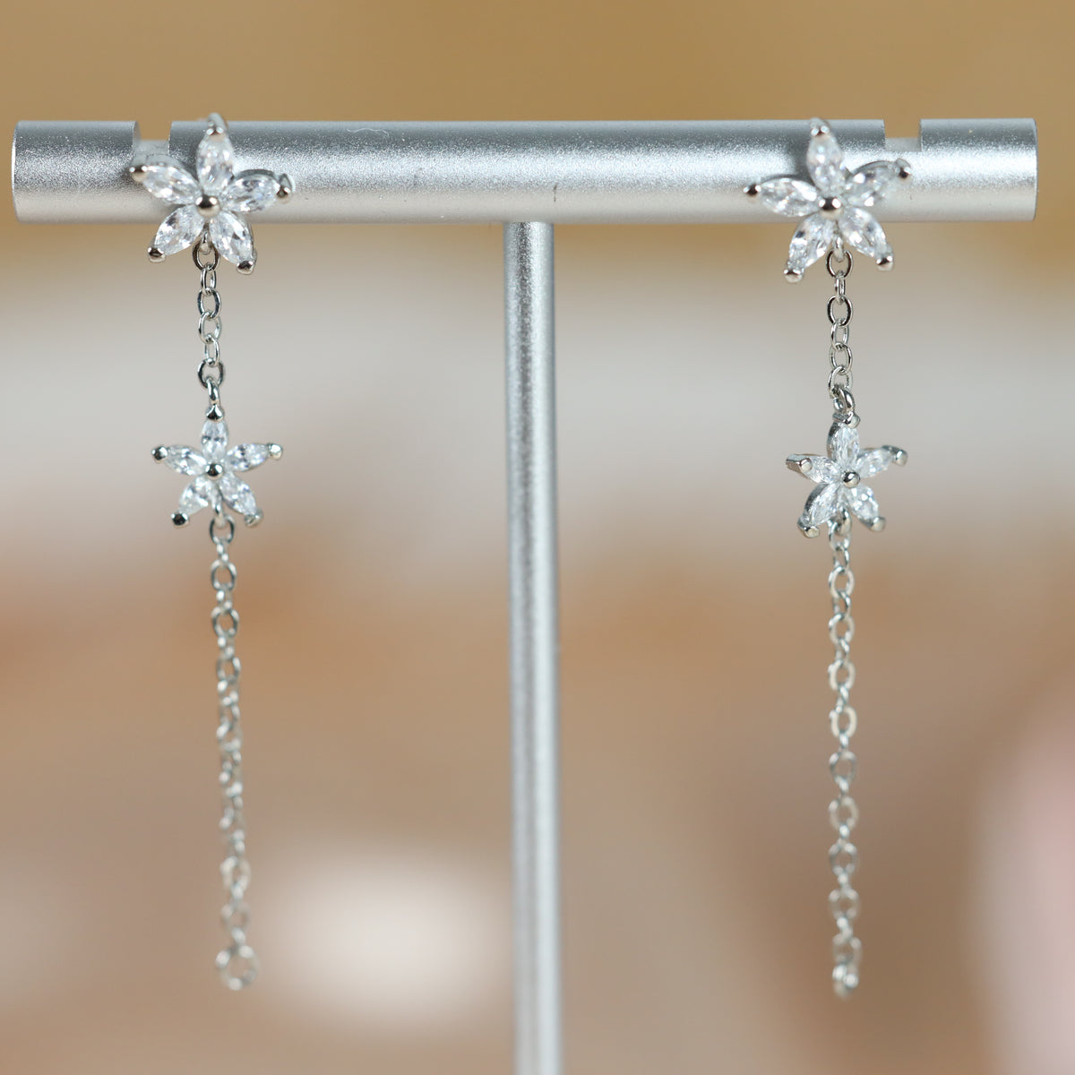 Double Flower Dangle Earrings