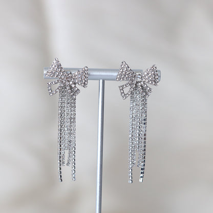 Silver Bowtie Dangle Earrings