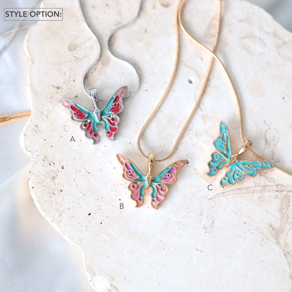 Pinky Butterfly Necklace