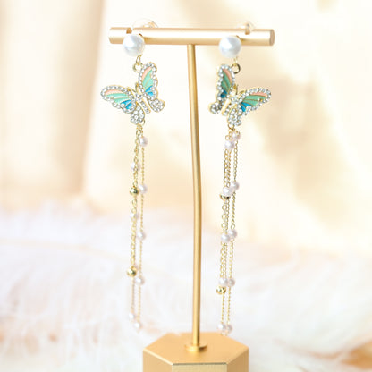 Wonderland Butterfly Long Dangle Earrings