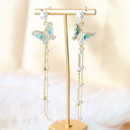 Wonderland Butterfly Long Dangle Earrings