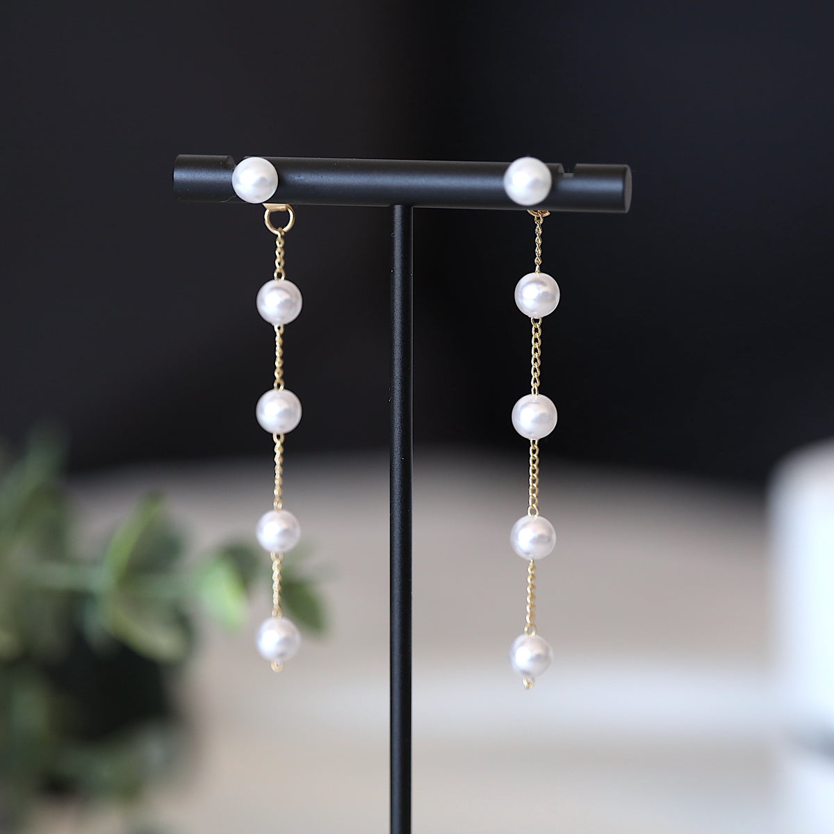 Long Pearl Drop Earrings