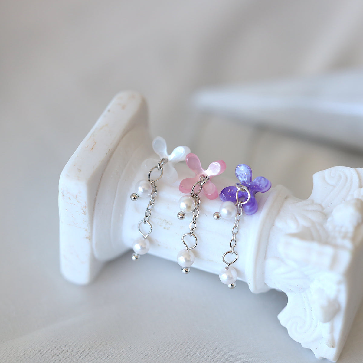 Flower Dangle Threader Earrings