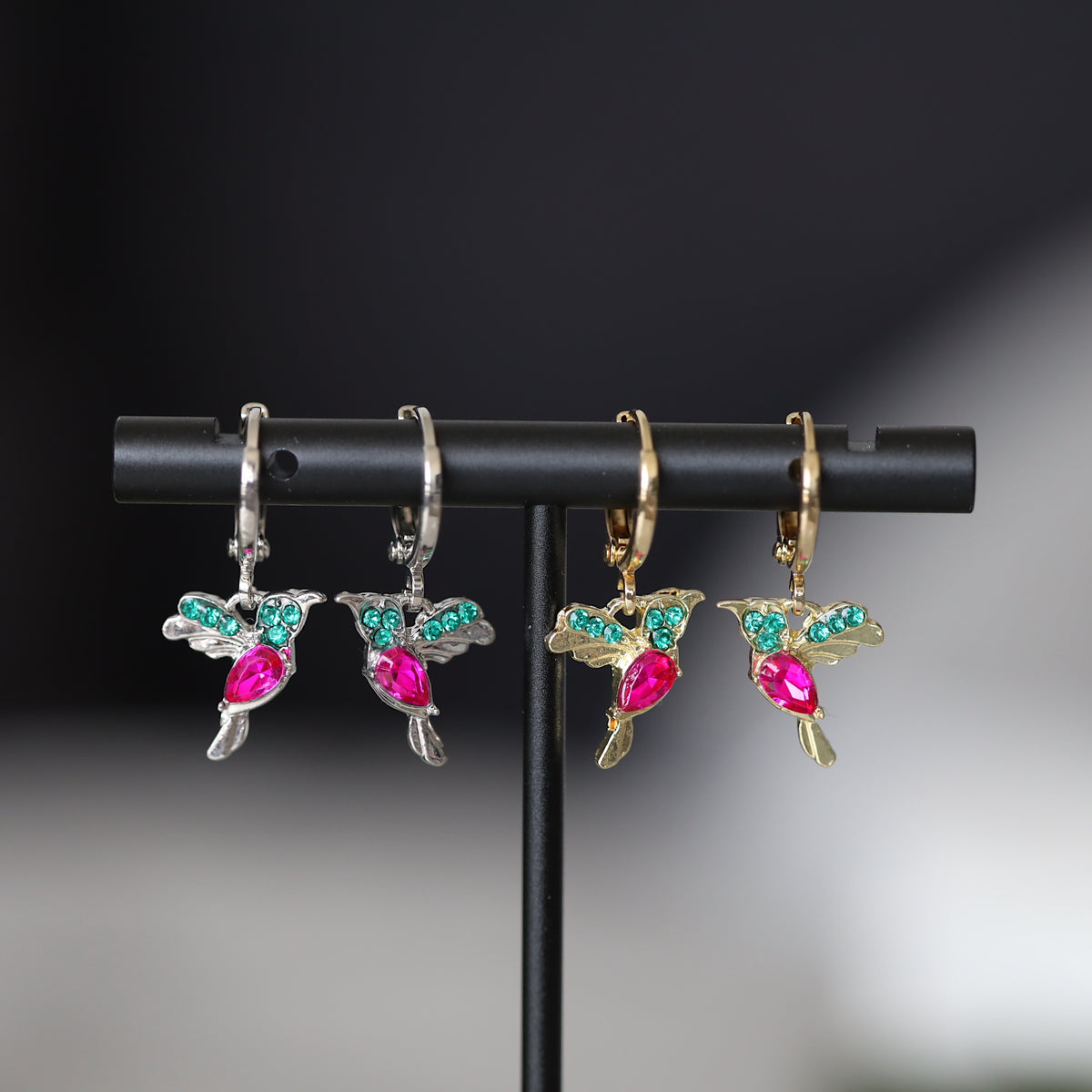 Hummingbird Hoop Huggie Earrings