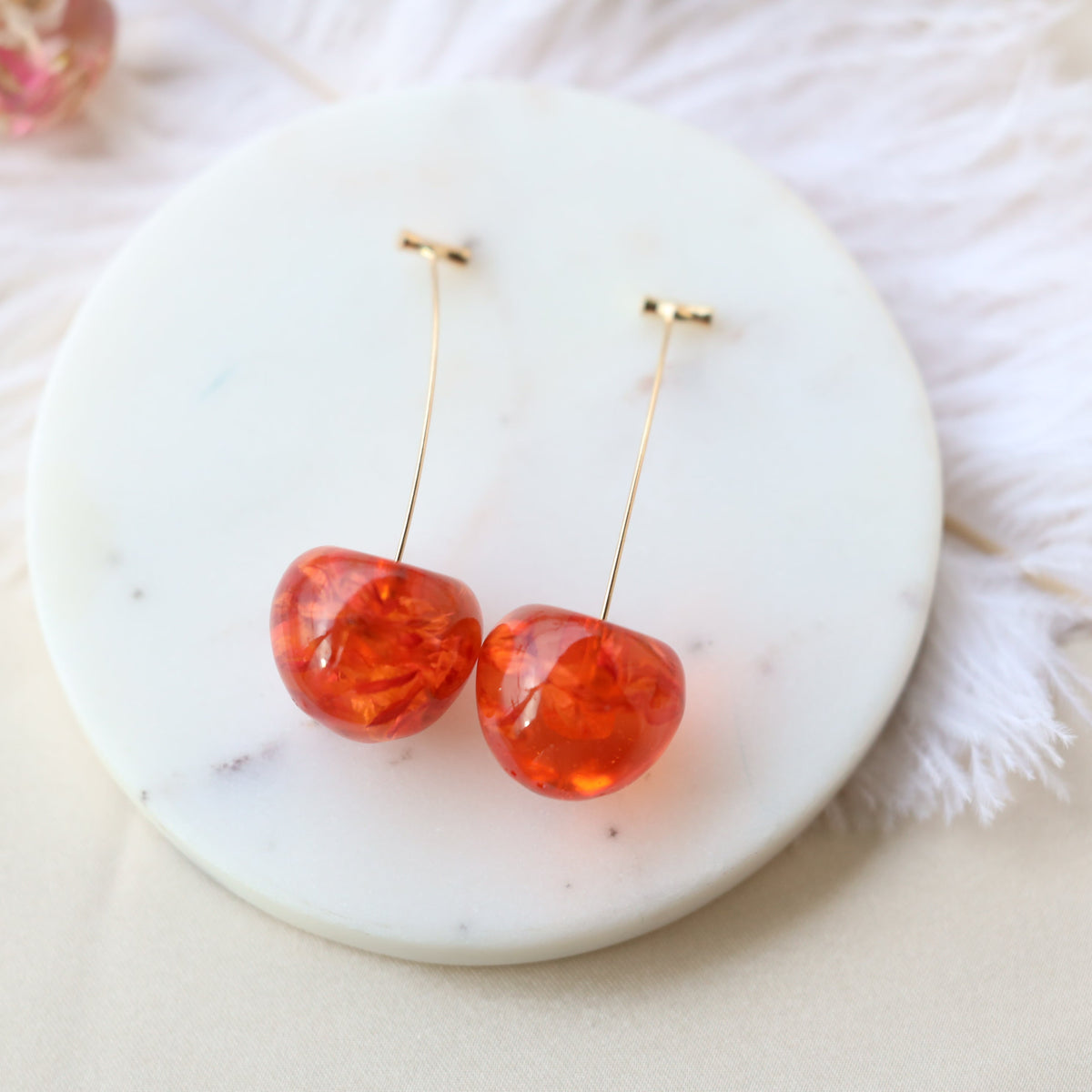 Dry Flower Cherry Earrings