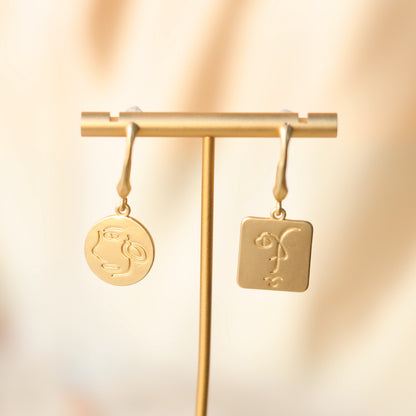 Gold Face Irregular Shaped Earrings