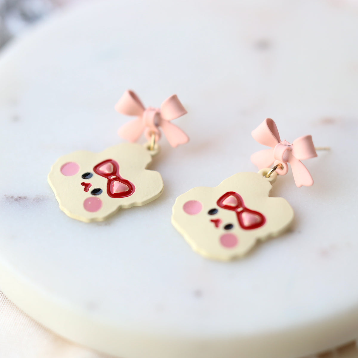 Pink Bowie Bunny Earrings