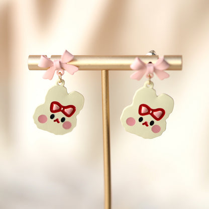 Pink Bowie Bunny Earrings
