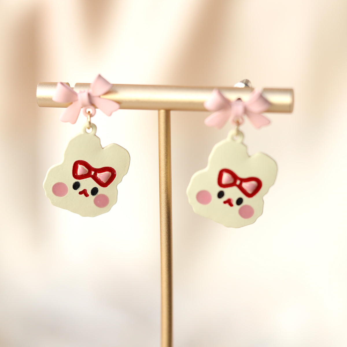 Pink Bowie Bunny Earrings