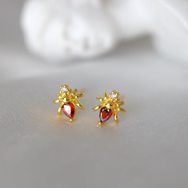 Gold Spider Ear Studs