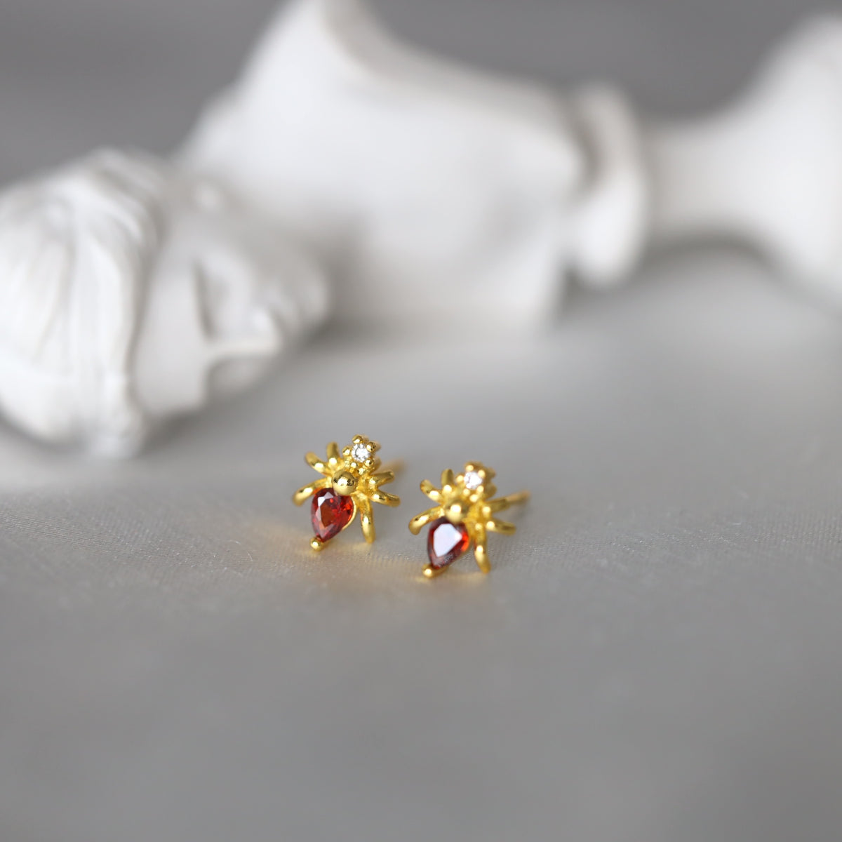 Gold Spider Ear Studs