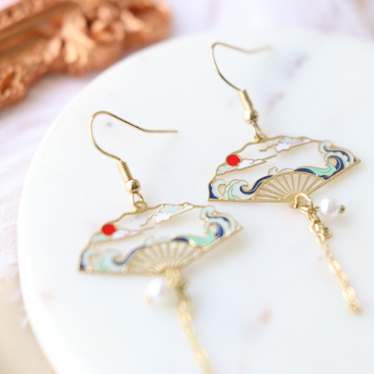 Blue Fan Earrings