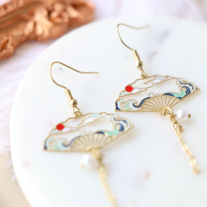 Blue Fan Earrings