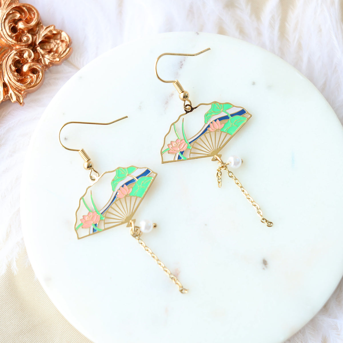 Lotus Flower Fan Earrings