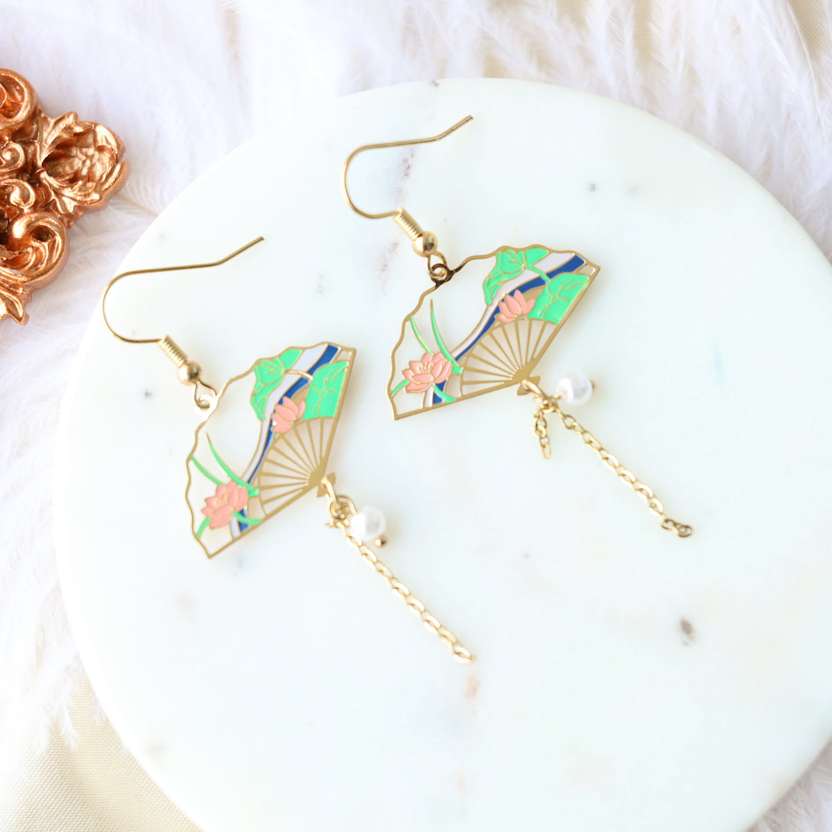 Lotus Flower Fan Earrings