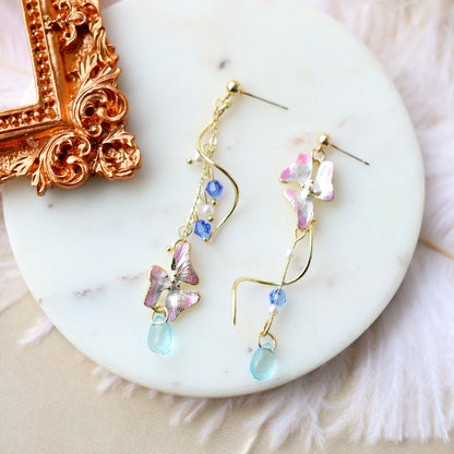 Purple Flower Twist Dangle Earrings