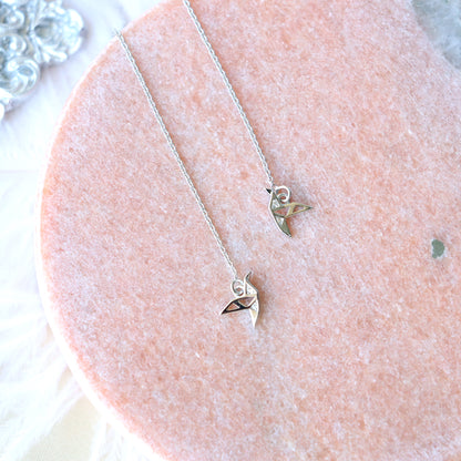 Silver Origami Threader Earrings