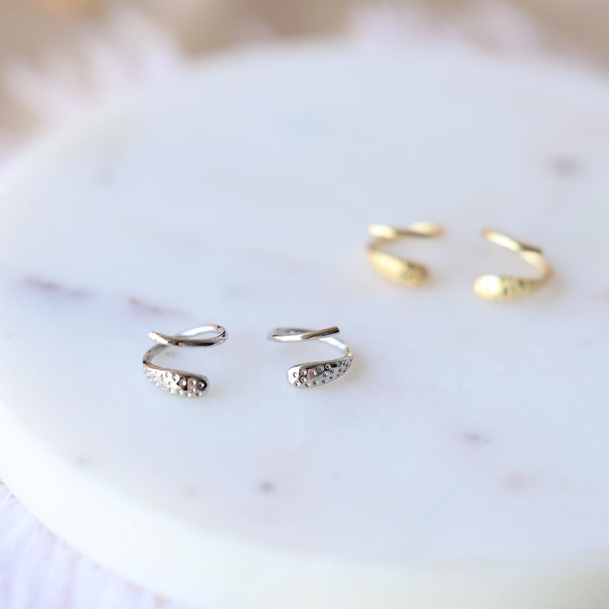 Silver Twist Ear Hoops Earrings