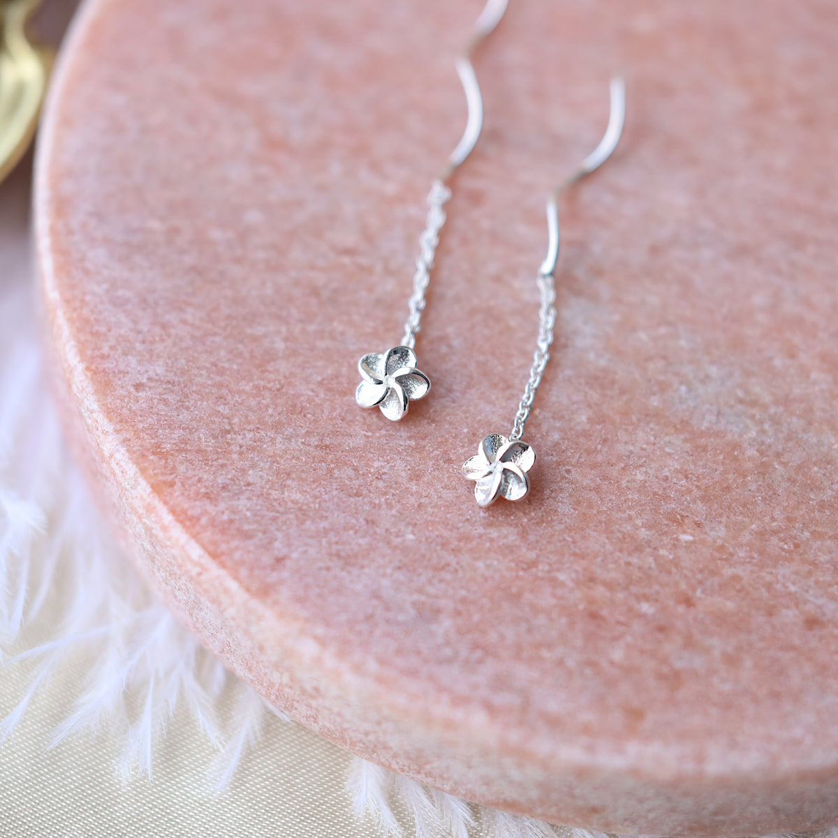 Silver Flower Twist Earrings