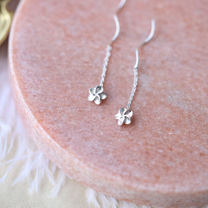 Silver Flower Twist Earrings