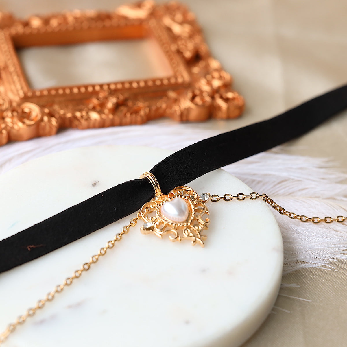 Gothic Heart Velvet Choker Necklace