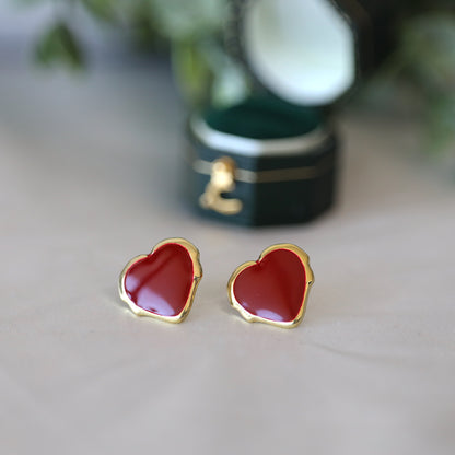 Gold Edged Heart Ear Studs
