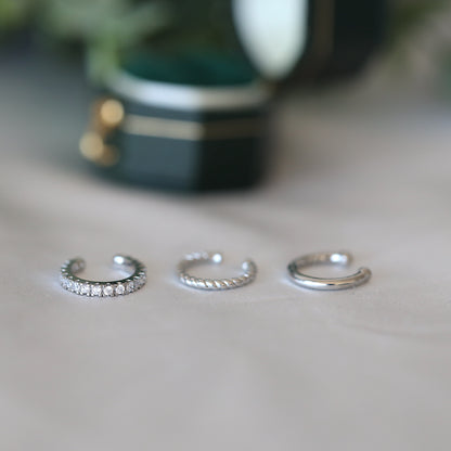 3 Pieces Silver ear cuffs set