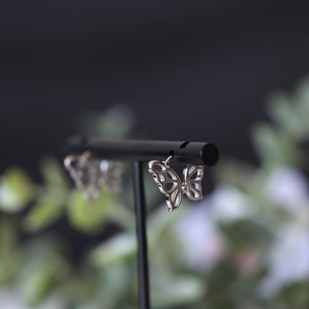 Silver Butterfly Huggie Earrings
