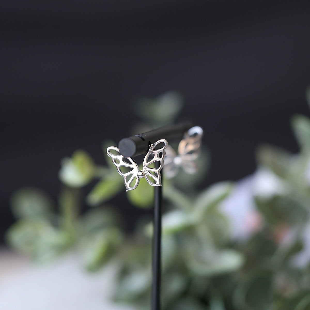 Silver Butterfly Huggie Earrings