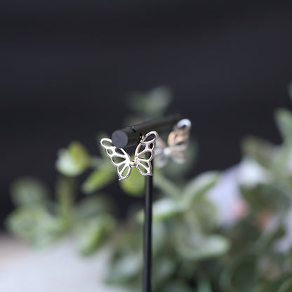 Silver Butterfly Huggie Earrings