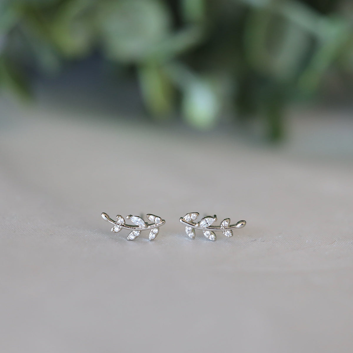 Gold Tiny Leaf Ear Climbers