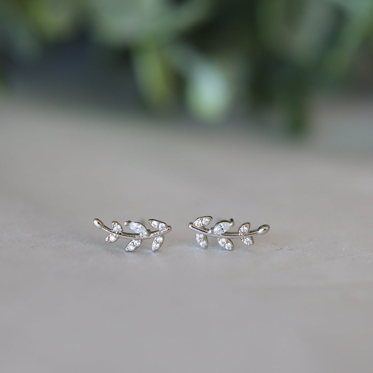 Gold Tiny Leaf Ear Climbers