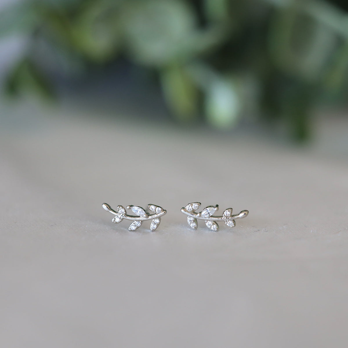 Gold Tiny Leaf Ear Climbers