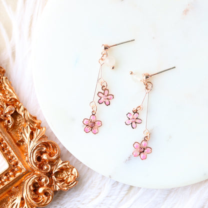 Pink Flower Sakura Earrings