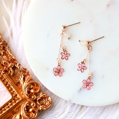Pink Flower Sakura Earrings