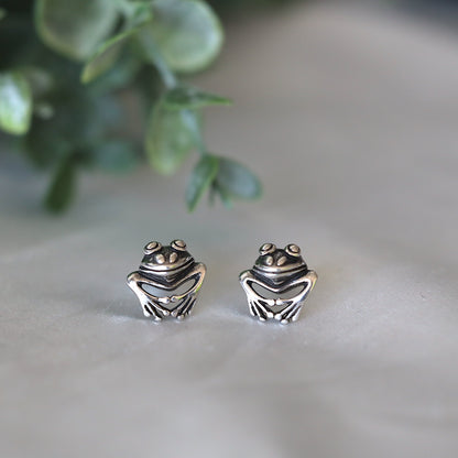 Silver Frog Ear Studs