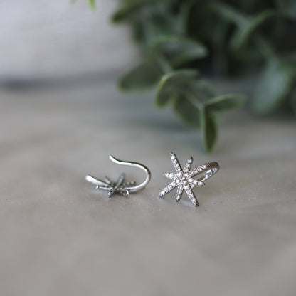 2 Pieces Silver Star Ear Cuffs