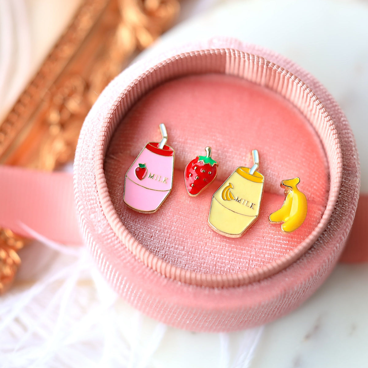 Strawberry Milk Studs Earrings
