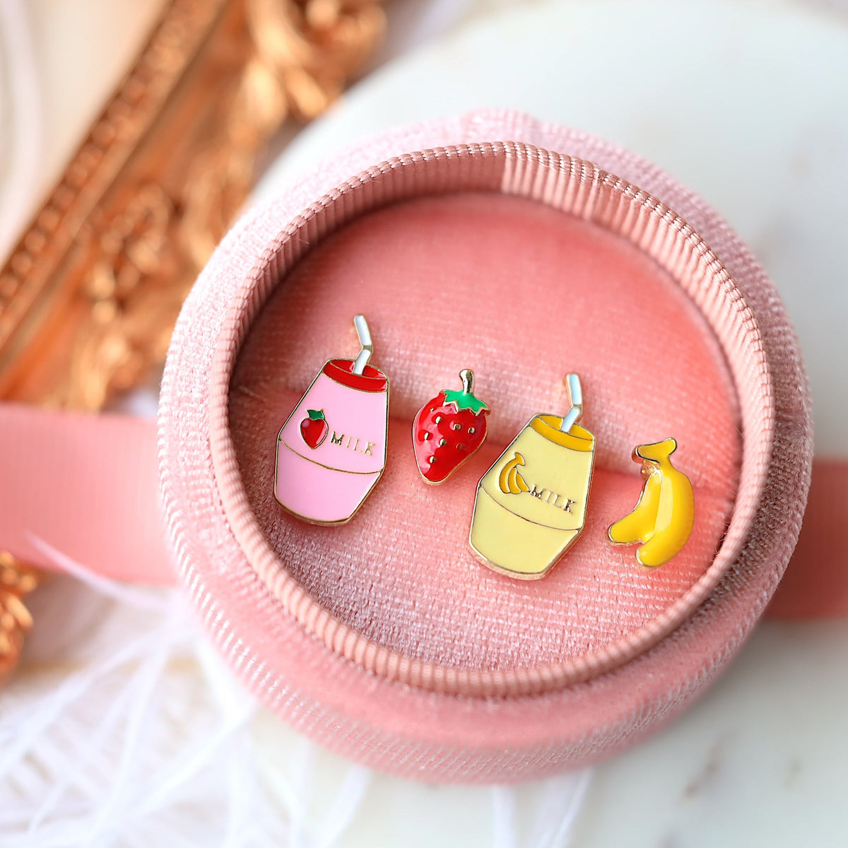 Strawberry Milk Studs Earrings