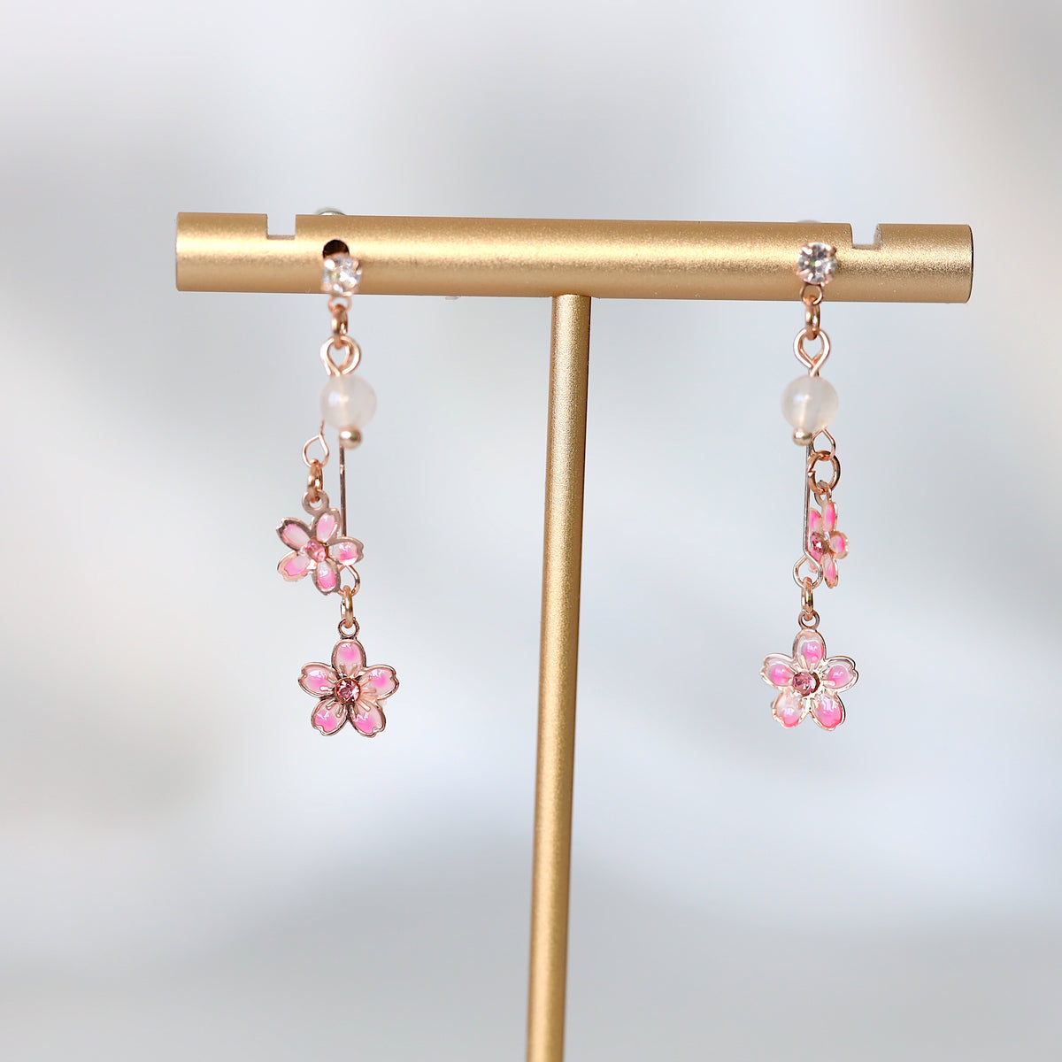 Pink Flower Sakura Earrings