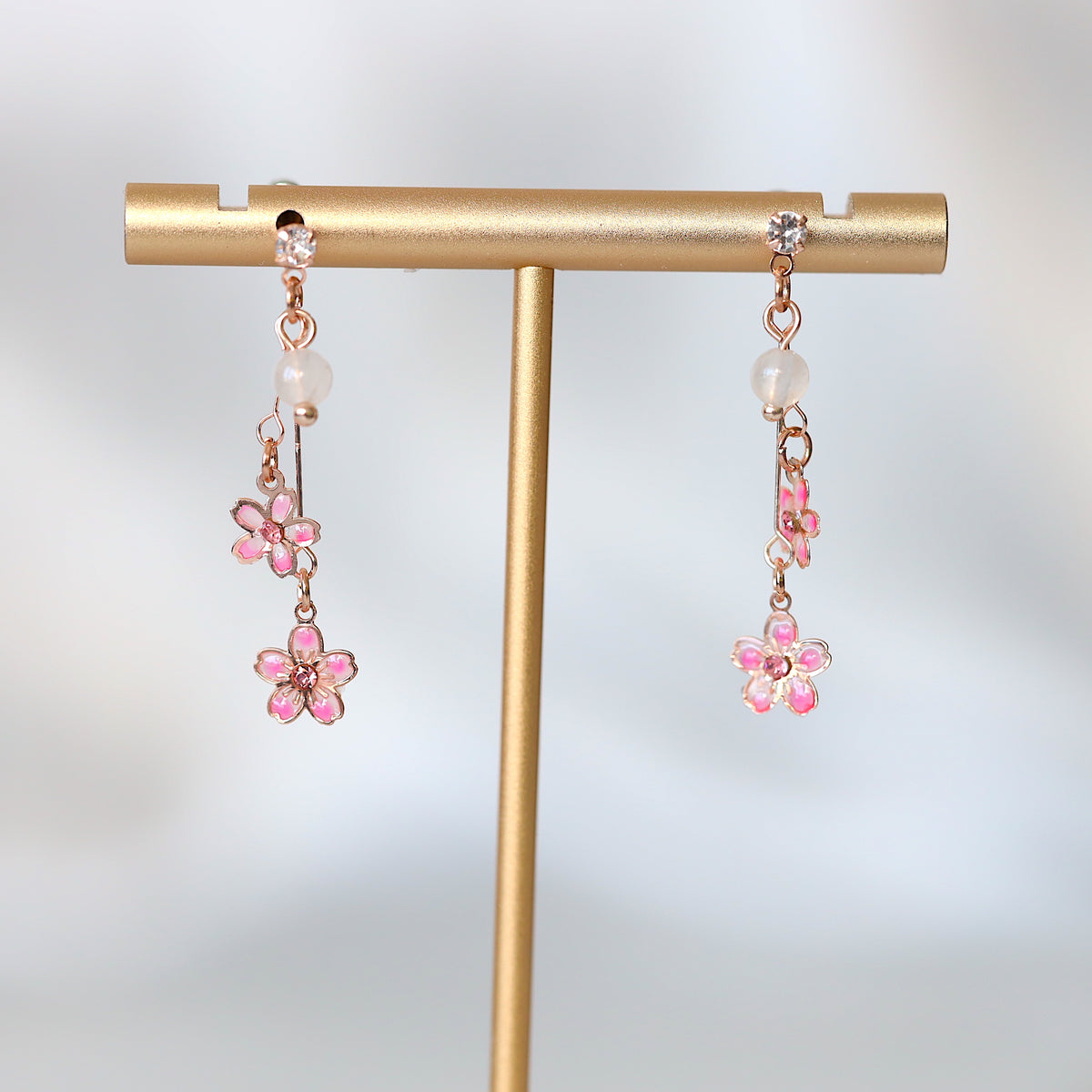 Pink Flower Sakura Earrings