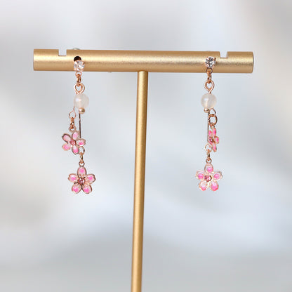 Pink Flower Sakura Earrings