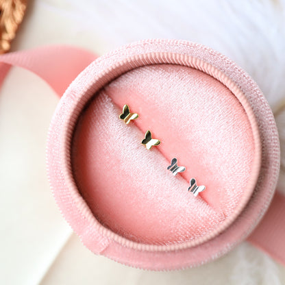 Tiny Gold Butterfly Ear Studs