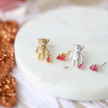 Teddy Heart Bear Earrrings