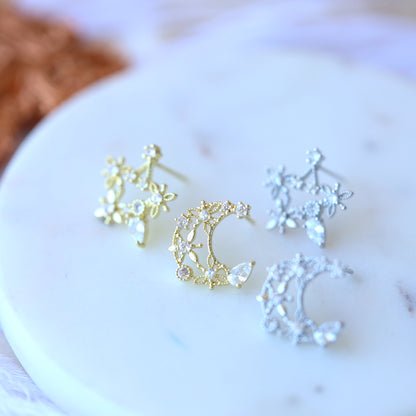 Star and Moon Dangle Earrings