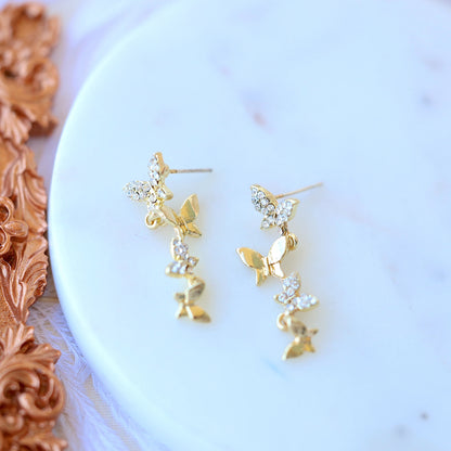 Gold Butterfly Dangle Earrings