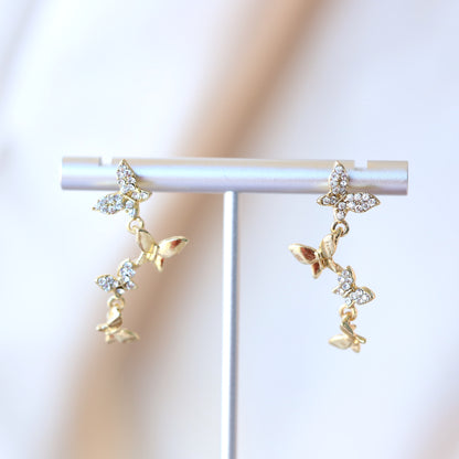 Gold Butterfly Dangle Earrings